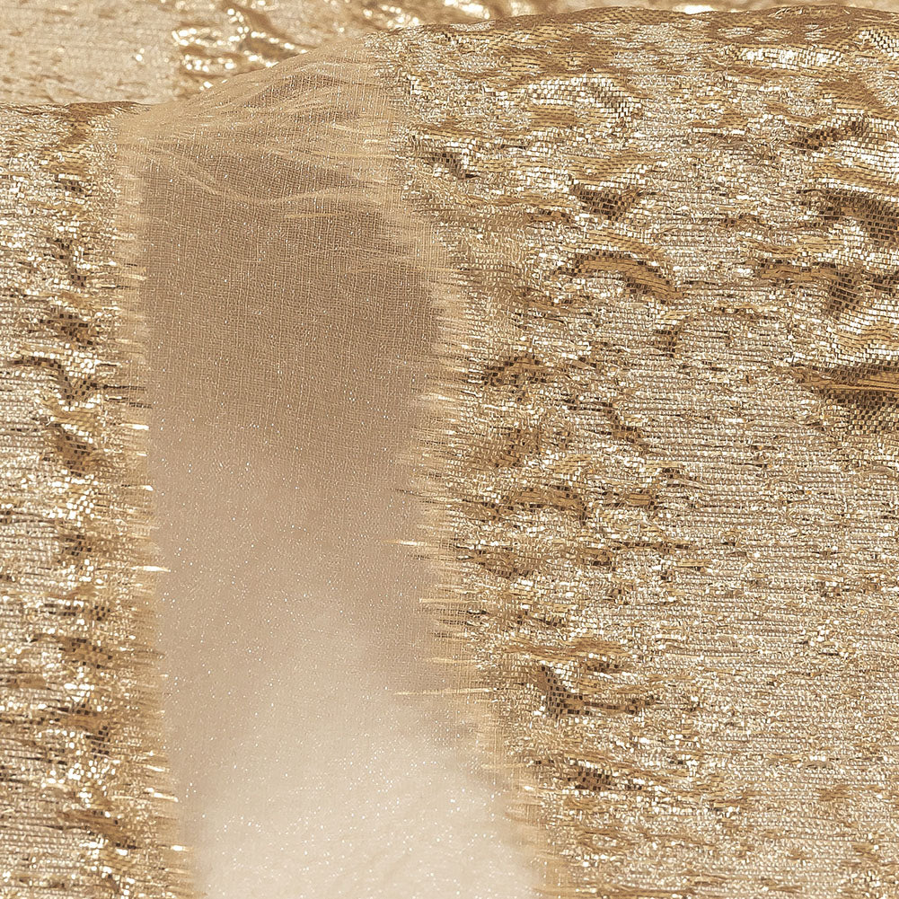 Metallic Gold and Beige Marbled Veins Luxury Burnout Brocade Panel Detail Metallic Gold and Beige Marbled Veins Luxury Burnout Brocade Panel Detail