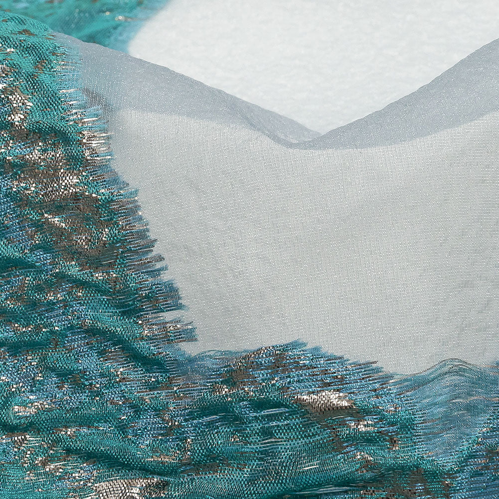 Metallic Blue and Silver Marbled Veins Luxury Burnout Brocade Detail Metallic Blue and Silver Marbled Veins Luxury Burnout Brocade Detail