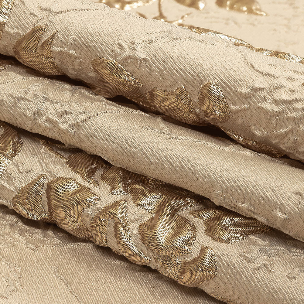 Metallic Gold and Beige Roses and Leaves Luxury Brocade Folded Metallic Gold and Beige Roses and Leaves Luxury Brocade Folded