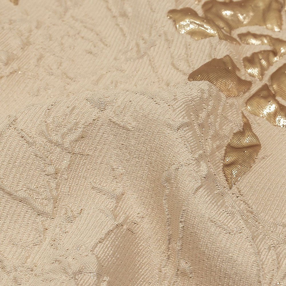 Metallic Gold and Beige Roses and Leaves Luxury Brocade Detail Metallic Gold and Beige Roses and Leaves Luxury Brocade Detail