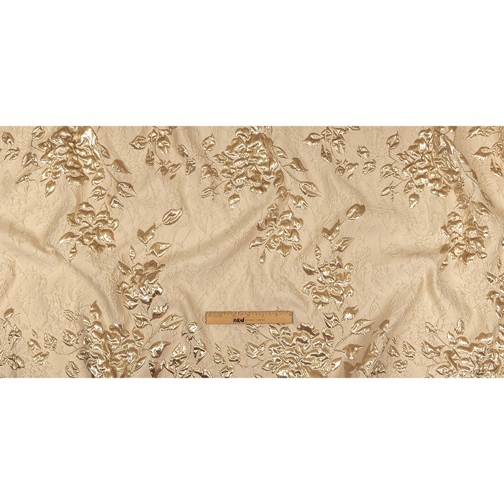Metallic Gold and Beige Roses and Leaves Luxury Brocade Full Metallic Gold and Beige Roses and Leaves Luxury Brocade Full