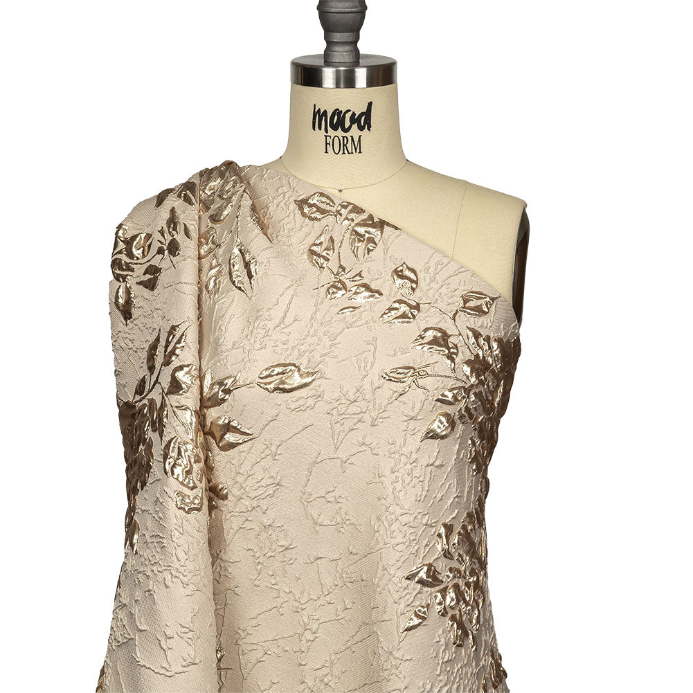 Metallic Gold and Beige Roses and Leaves Luxury Brocade Drape Metallic Gold and Beige Roses and Leaves Luxury Brocade Drape