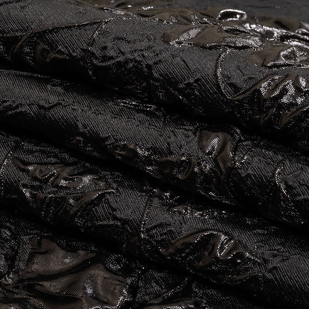 Metallic Black Roses and Leaves Luxury Brocade Folded Metallic Black Roses and Leaves Luxury Brocade Folded