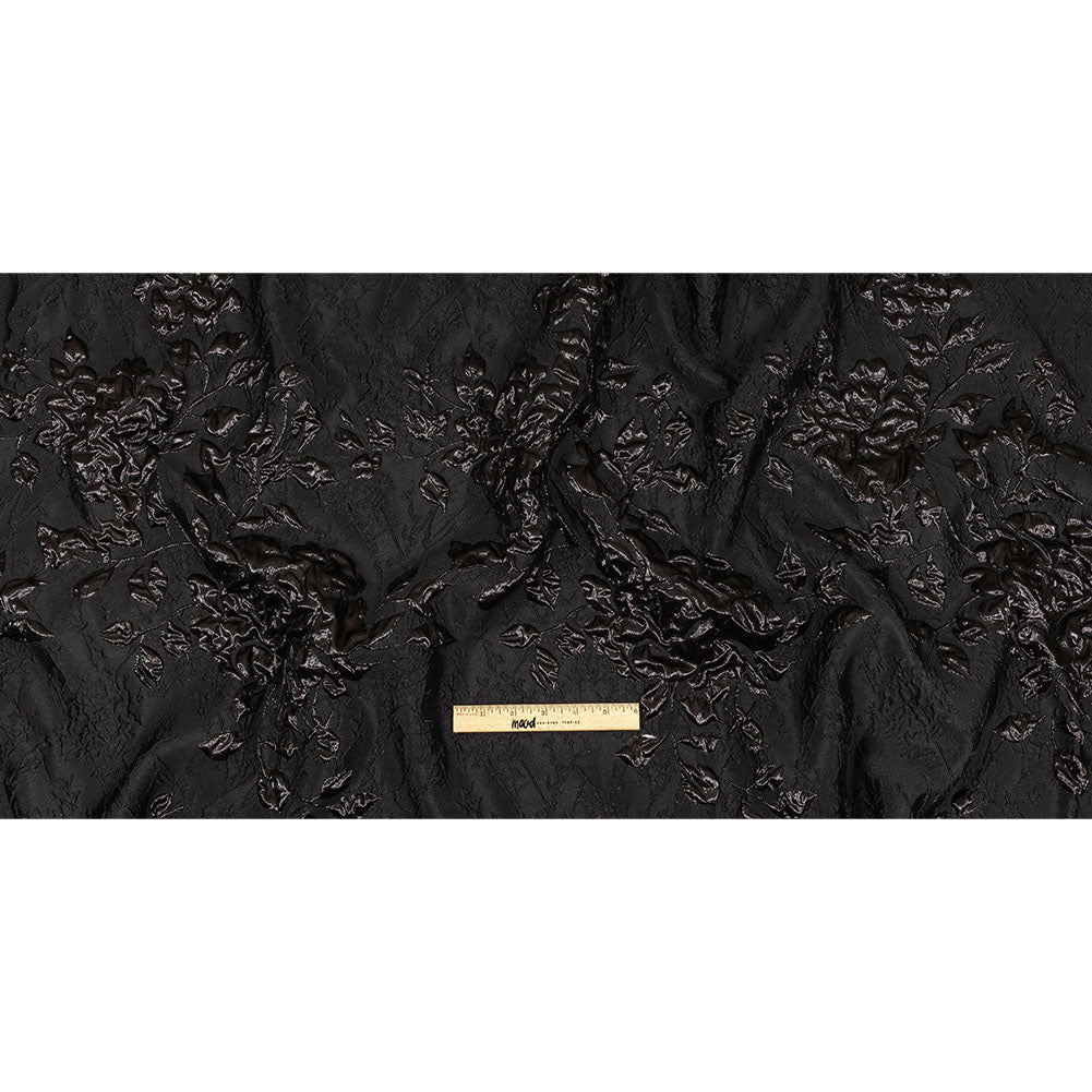 Metallic Black Roses and Leaves Luxury Brocade Full Metallic Black Roses and Leaves Luxury Brocade Full