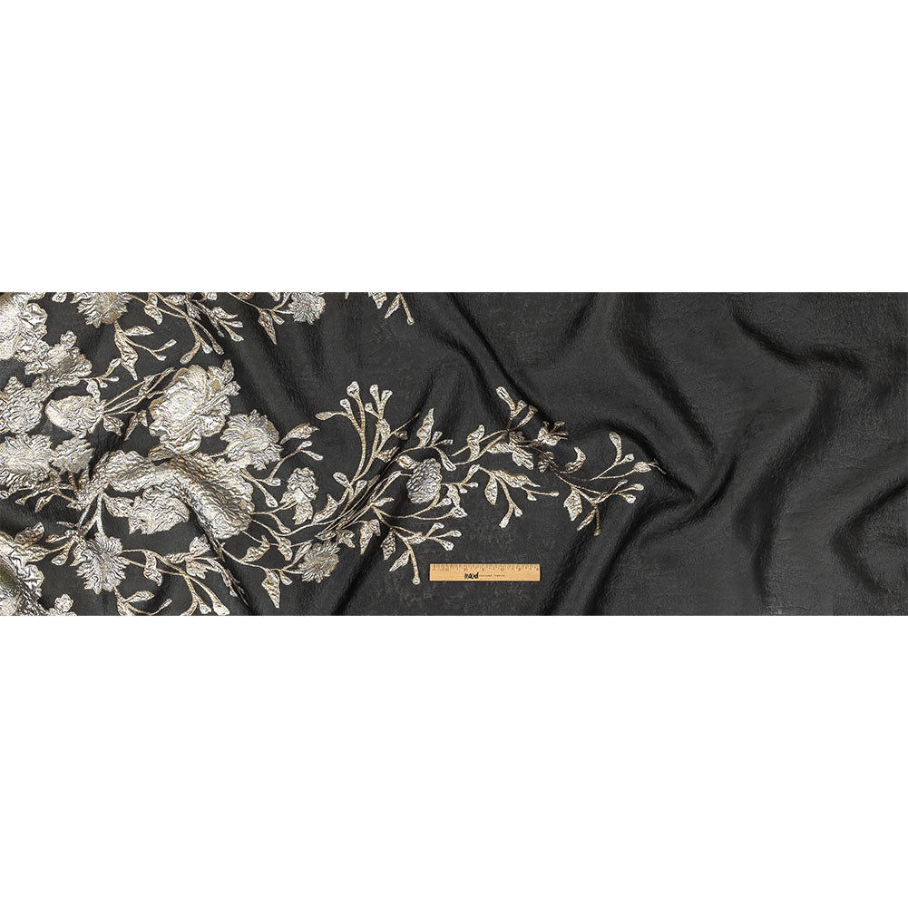Metallic Silver, Gold and Black Floral Luxury Burnout Brocade Full Metallic Silver, Gold and Black Floral Luxury Burnout Brocade Full