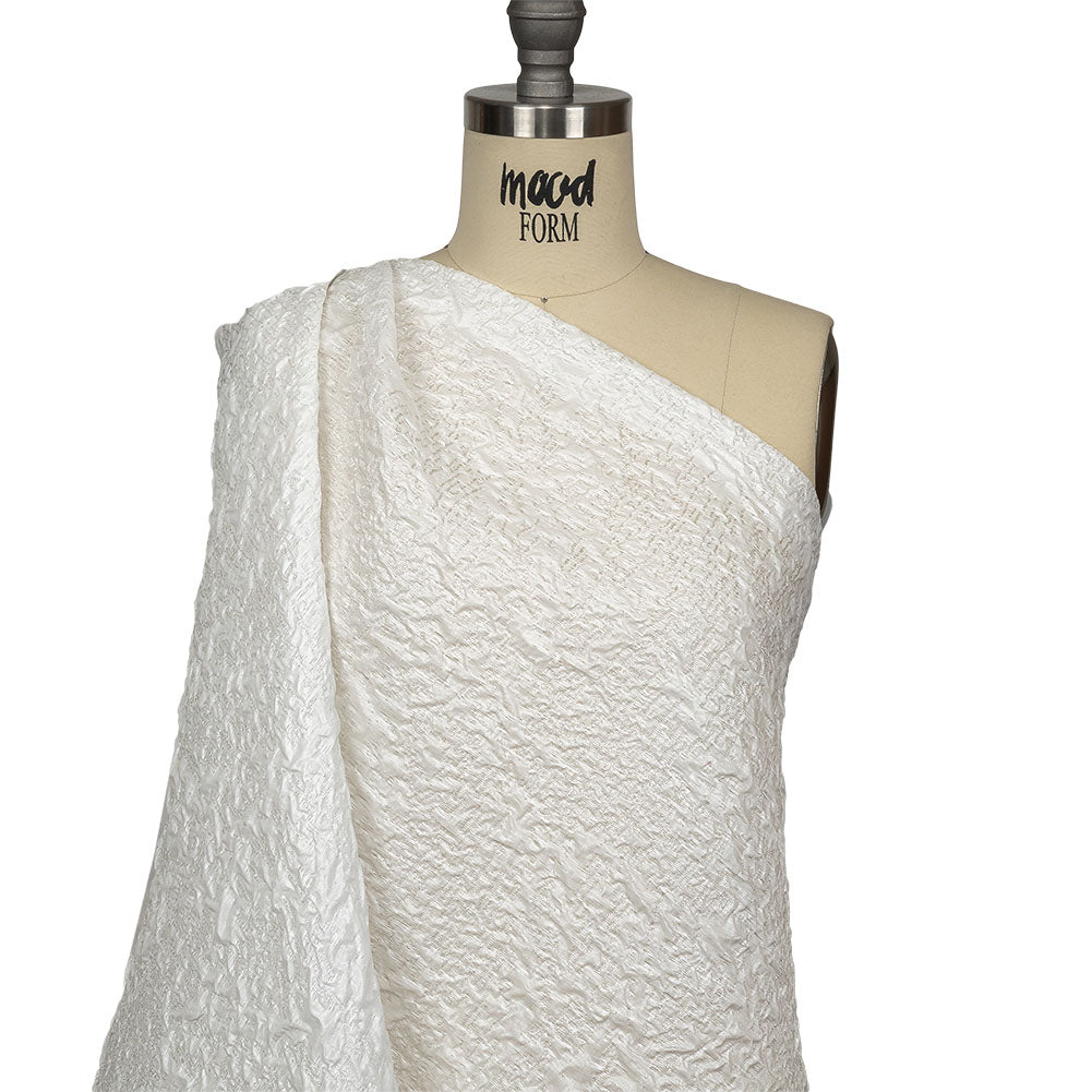 Metallic White Crinkled Luxury Brocade Drape Metallic White Crinkled Luxury Brocade Drape