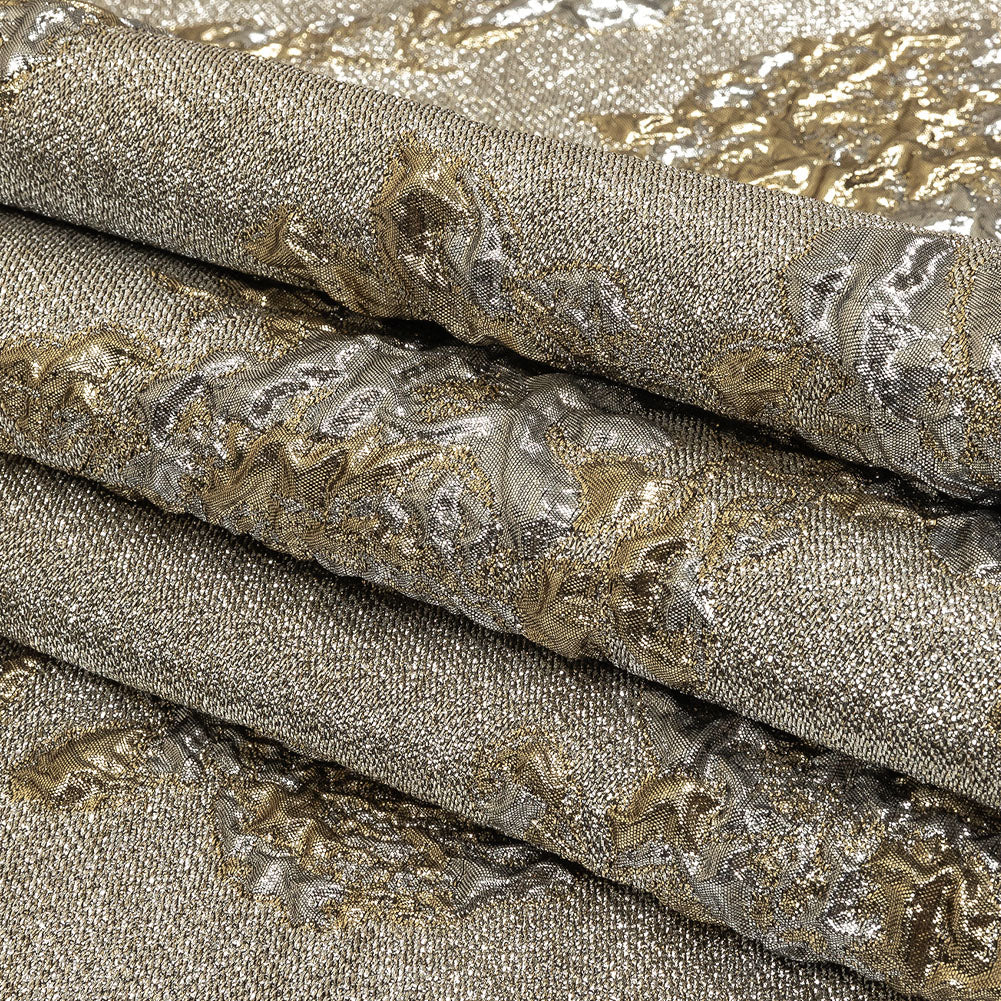 Metallic Silver and Gold Floral Luxury Brocade Folded Metallic Silver and Gold Floral Luxury Brocade Folded