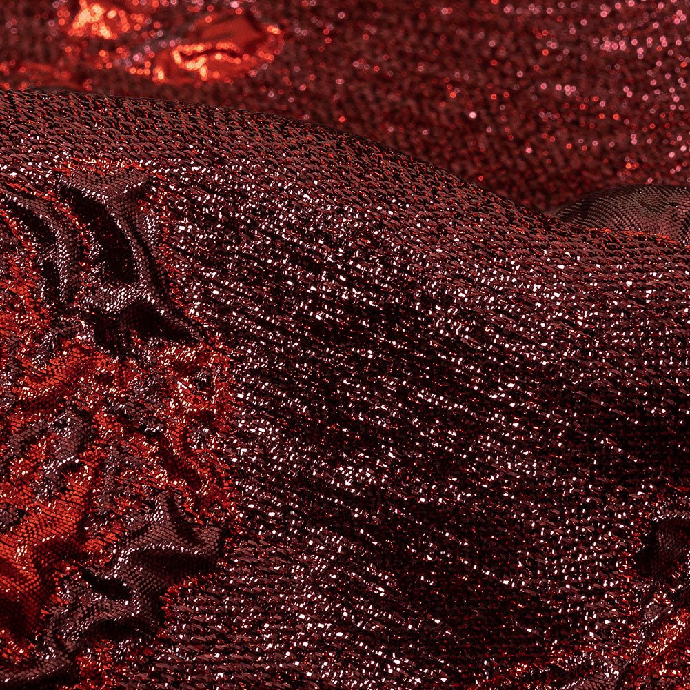 Metallic Scarlet and Burgundy Floral Luxury Brocade Detail Metallic Scarlet and Burgundy Floral Luxury Brocade Detail