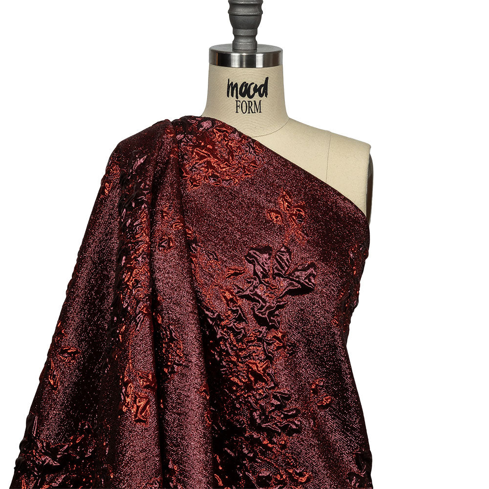 Metallic Scarlet and Burgundy Floral Luxury Brocade Drape Metallic Scarlet and Burgundy Floral Luxury Brocade Drape