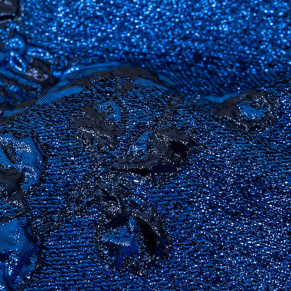 Metallic Cobalt and Navy Floral Luxury Brocade Detail Metallic Cobalt and Navy Floral Luxury Brocade Detail