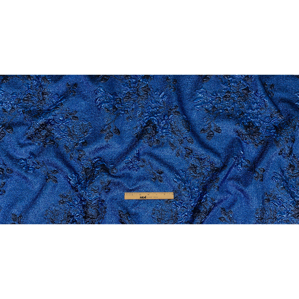 Metallic Cobalt and Navy Floral Luxury Brocade Full Metallic Cobalt and Navy Floral Luxury Brocade Full