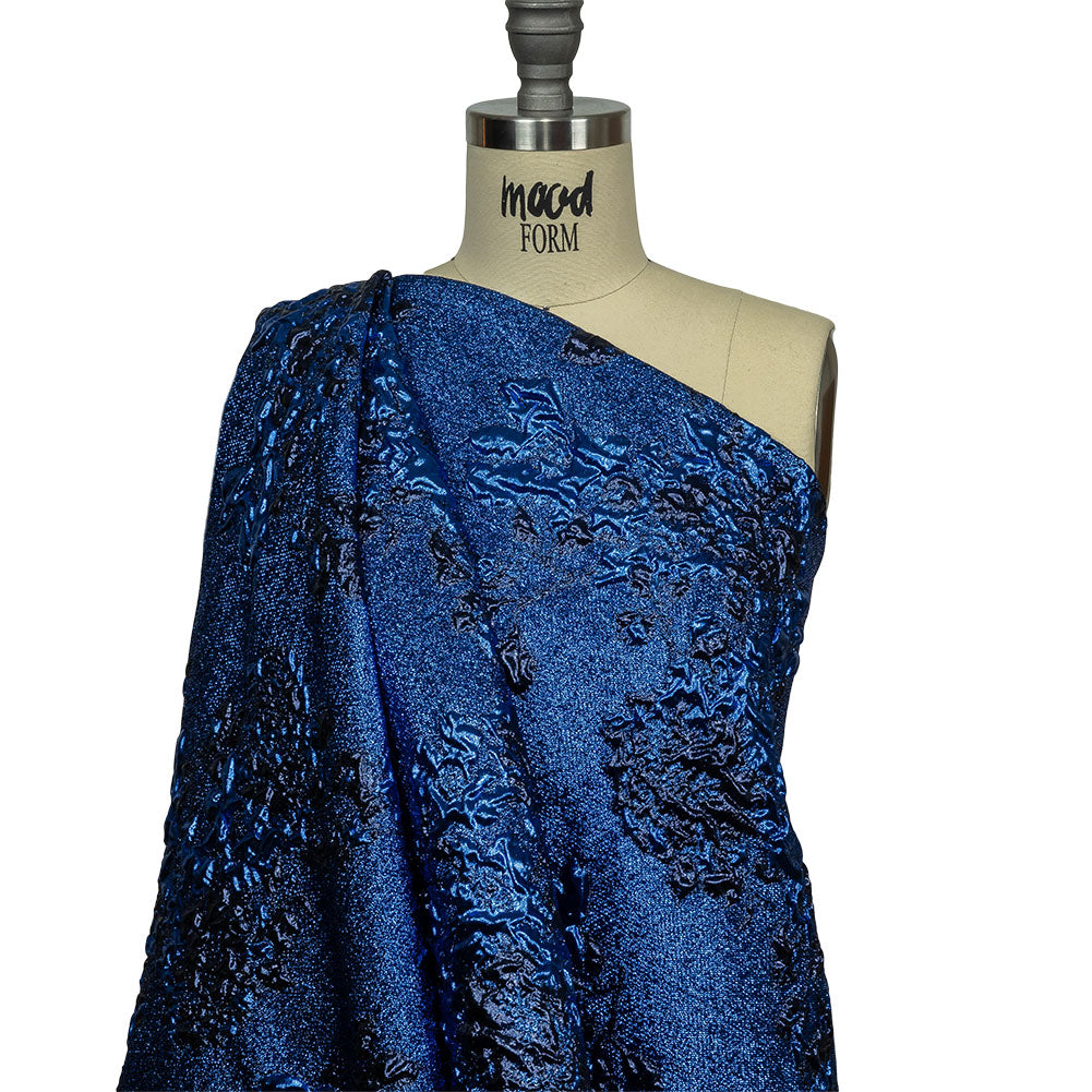 Metallic Cobalt and Navy Floral Luxury Brocade Drape Metallic Cobalt and Navy Floral Luxury Brocade Drape