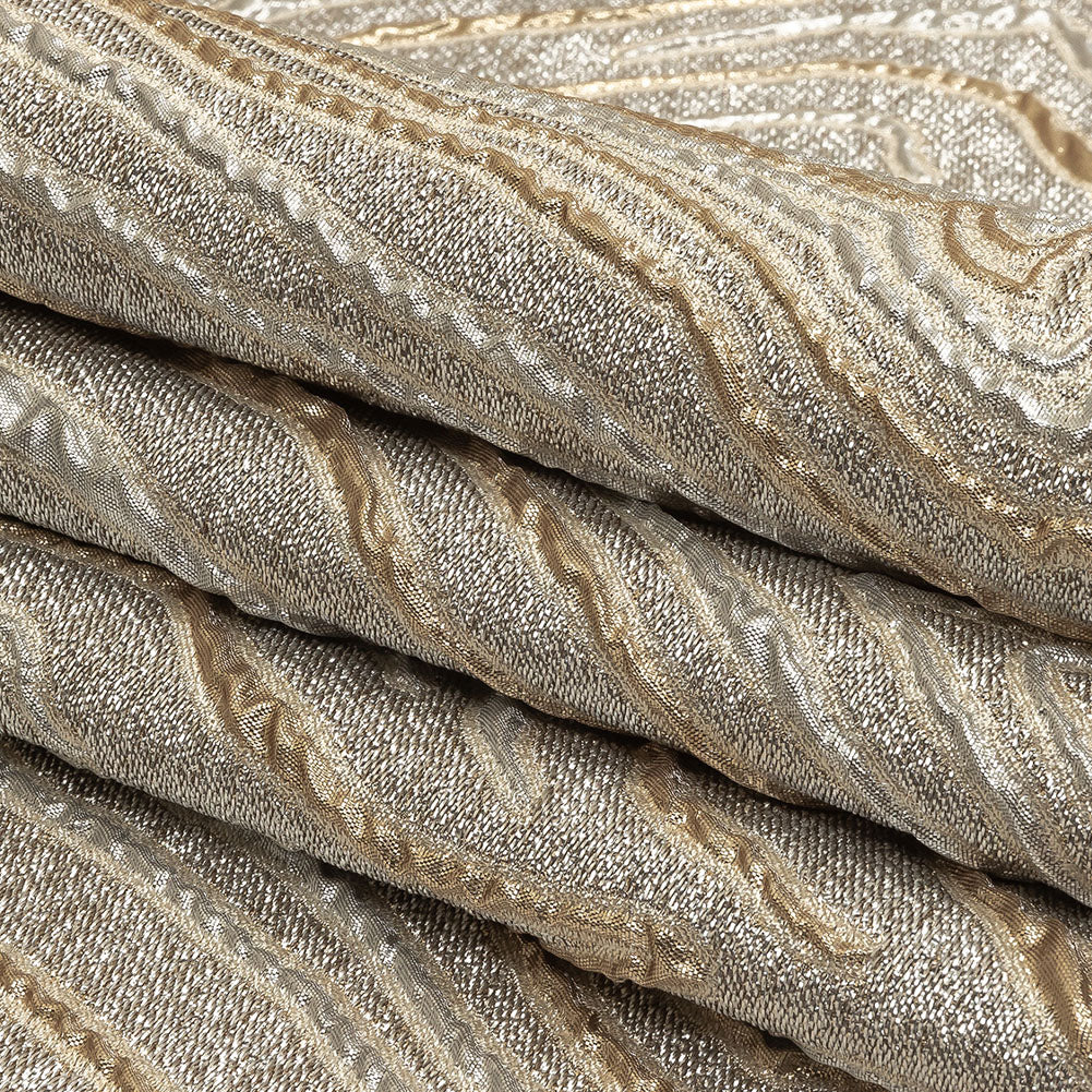 Metallic Silver, Gold and Beige Contour Lines Luxury Brocade Folded Metallic Silver, Gold and Beige Contour Lines Luxury Brocade Folded