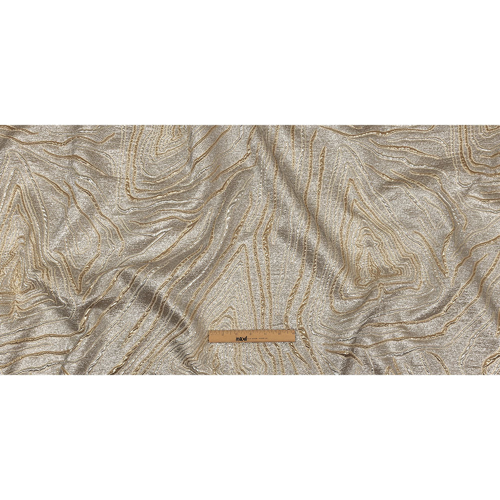 Metallic Silver, Gold and Beige Contour Lines Luxury Brocade Full Metallic Silver, Gold and Beige Contour Lines Luxury Brocade Full