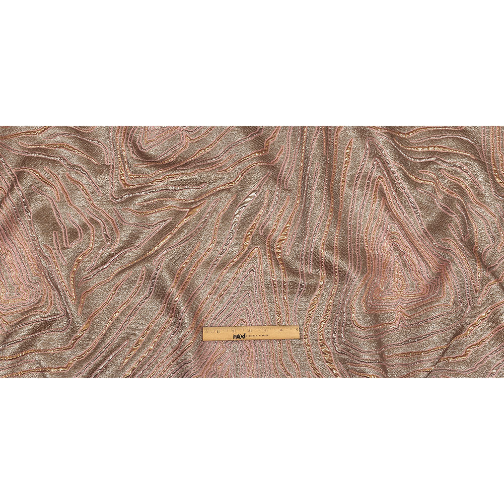 Metallic Gold, Silver and Pink Contour Lines Luxury Brocade Full Metallic Gold, Silver and Pink Contour Lines Luxury Brocade Full