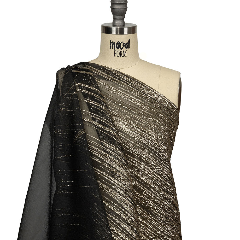 Metallic Gold and Black Lines Luxury Organza Brocade Drape Metallic Gold and Black Lines Luxury Organza Brocade Drape