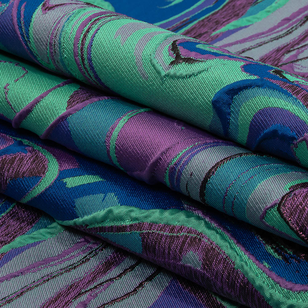 Lilac, Seafoam and Blue Marbled Metallic Luxury Brocade Folded Lilac, Seafoam and Blue Marbled Metallic Luxury Brocade Folded