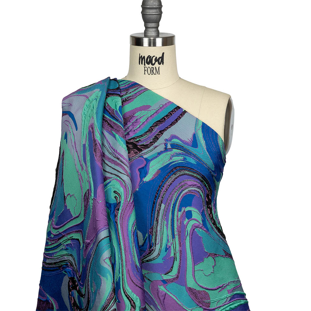 Lilac, Seafoam and Blue Marbled Metallic Luxury Brocade Drape Lilac, Seafoam and Blue Marbled Metallic Luxury Brocade Drape