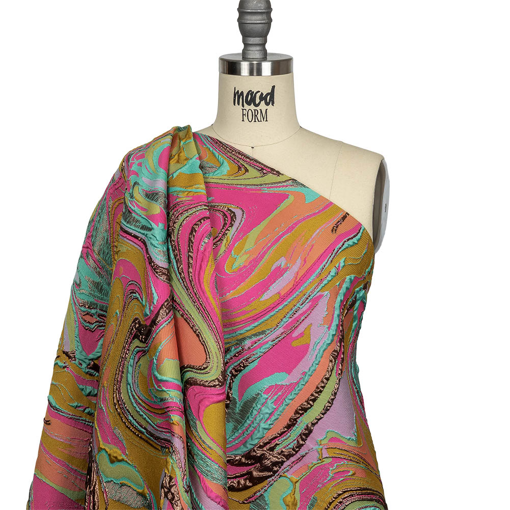 Rose Gold, Coral and Seafoam Marbled Metallic Luxury Brocade Drape Rose Gold, Coral and Seafoam Marbled Metallic Luxury Brocade Drape