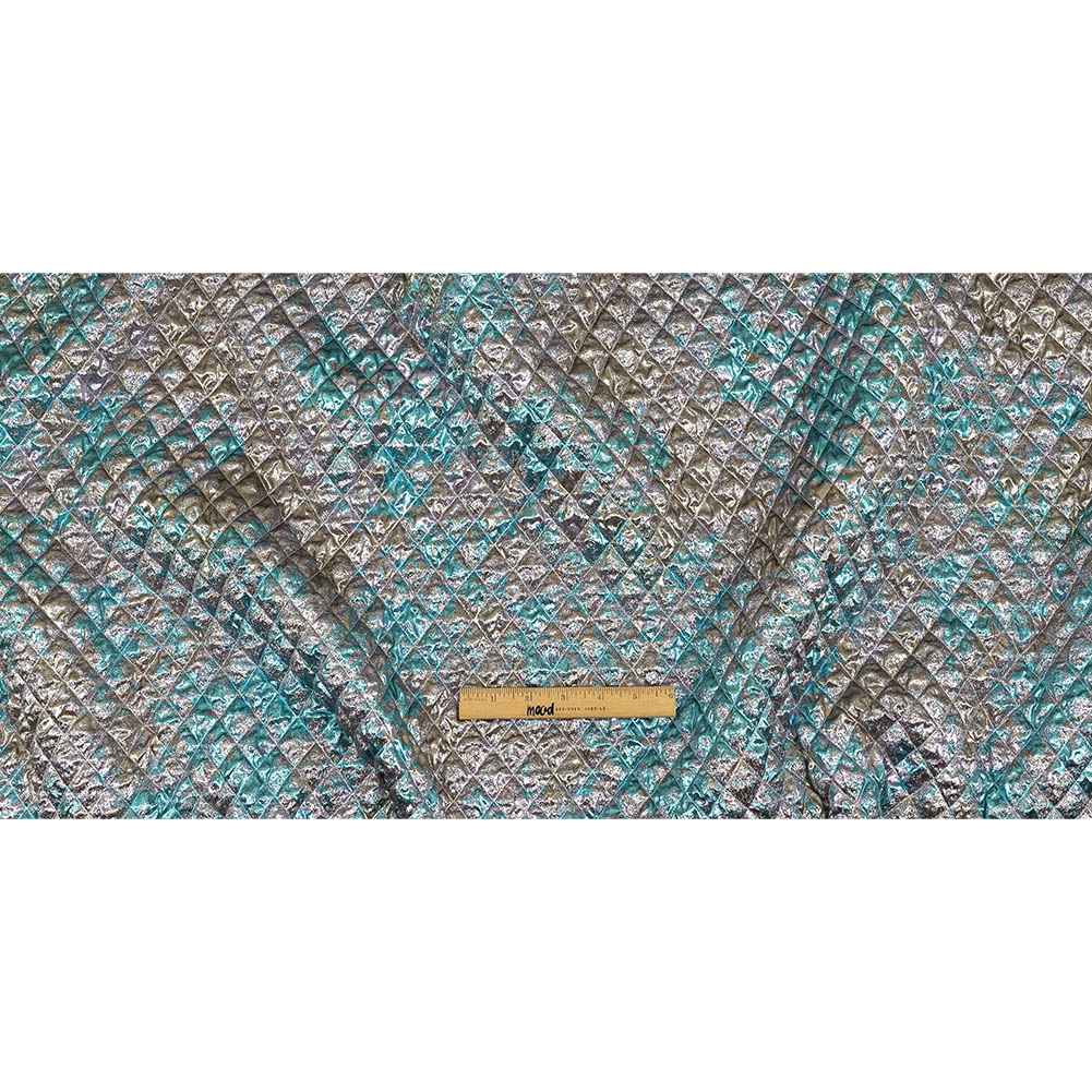 Metallic Silver, Lilac and Sky Diamond Quilted Luxury Brocade Full Metallic Silver, Lilac and Sky Diamond Quilted Luxury Brocade Full