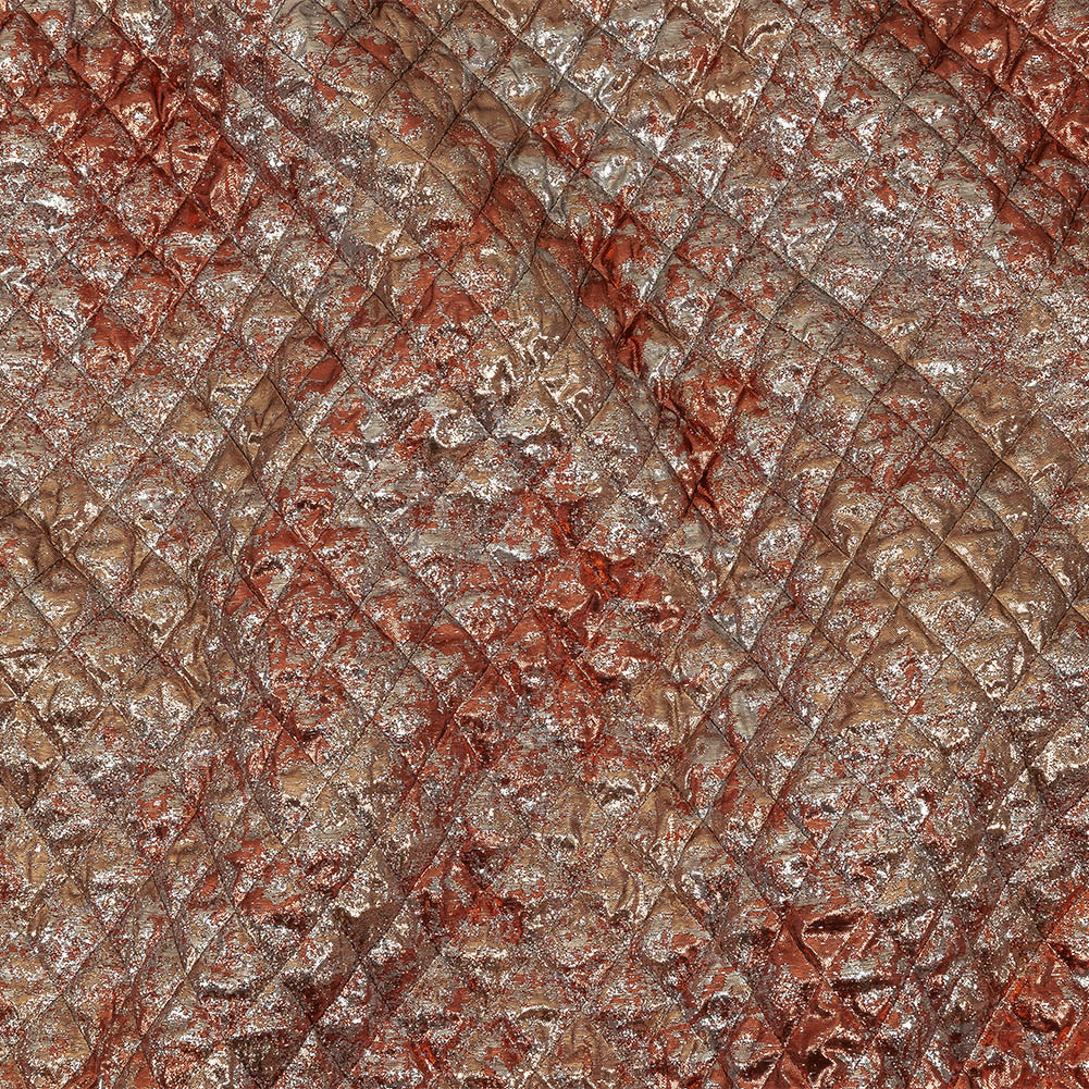 Metallic Copper, Bronze and Silver Diamond Quilted Luxury Brocade Metallic Copper, Bronze and Silver Diamond Quilted Luxury Brocade