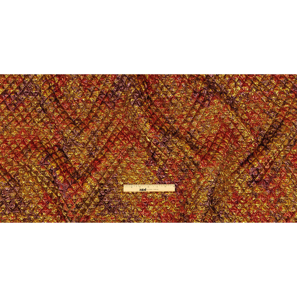Metallic Red, Gold and Burgundy Diamond Quilted Luxury Brocade Full Metallic Red, Gold and Burgundy Diamond Quilted Luxury Brocade Full