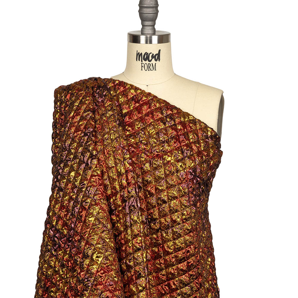 Metallic Red, Gold and Burgundy Diamond Quilted Luxury Brocade Drape Metallic Red, Gold and Burgundy Diamond Quilted Luxury Brocade Drape