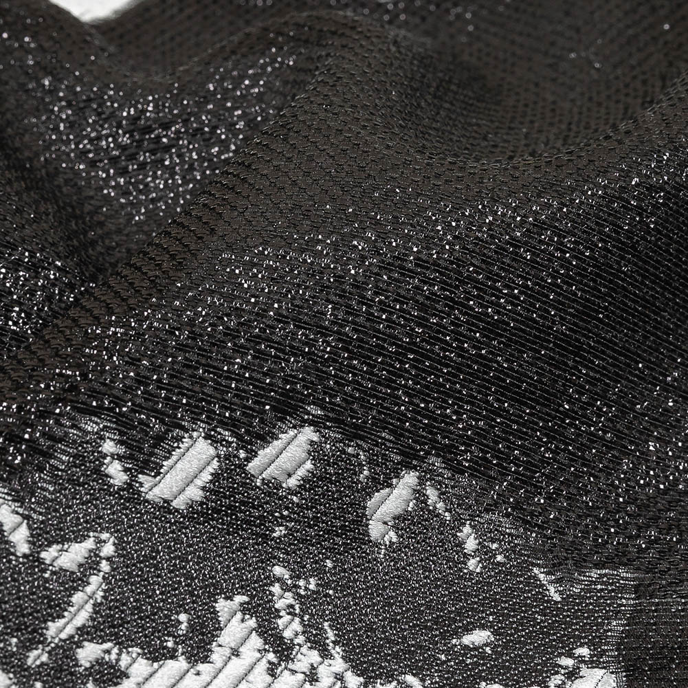 Metallic Black and White Floral Luxury Burnout Brocade Detail Metallic Black and White Floral Luxury Burnout Brocade Detail