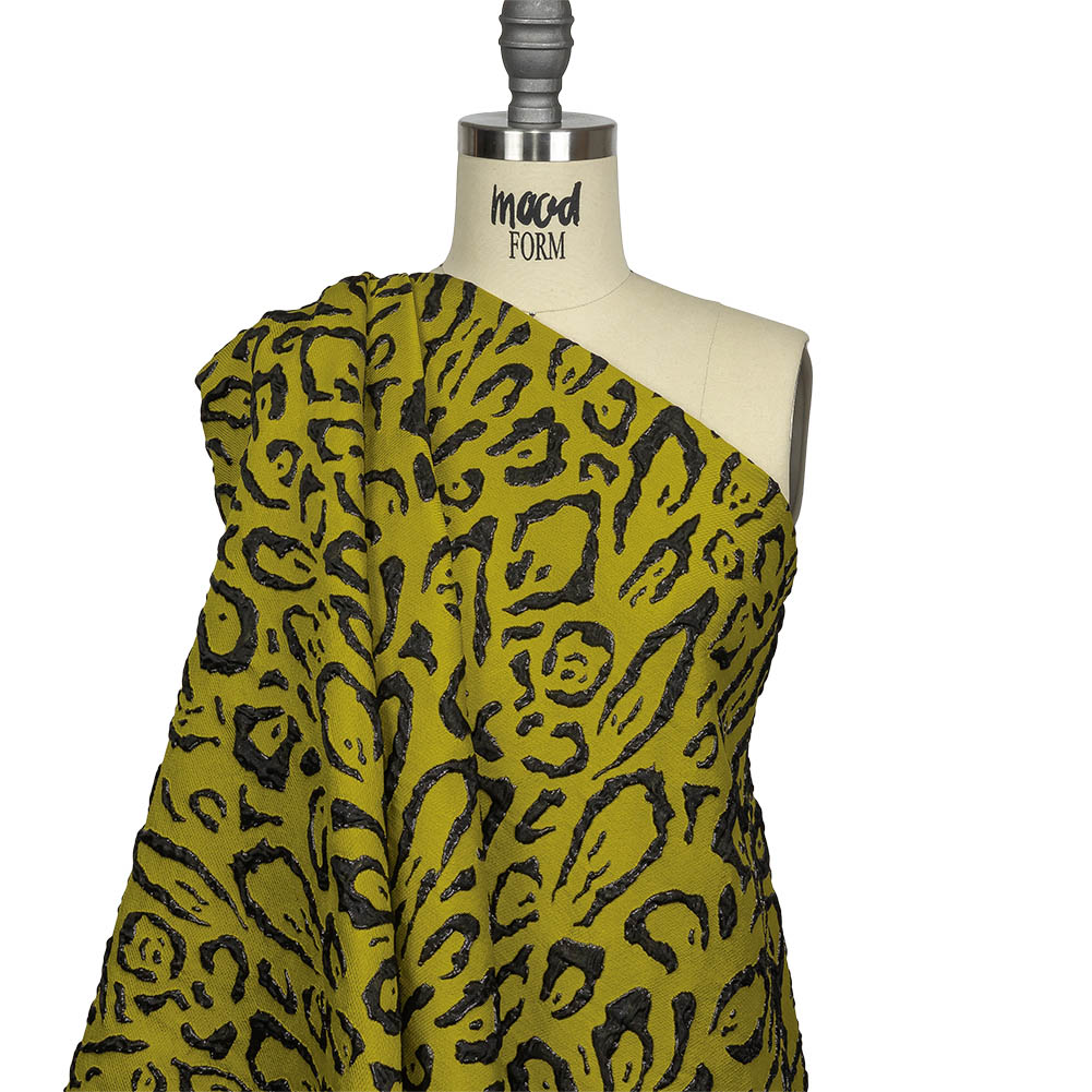 Metallic Black and Mustard Animal Spots Luxury Brocade Drape Metallic Black and Mustard Animal Spots Luxury Brocade Drape