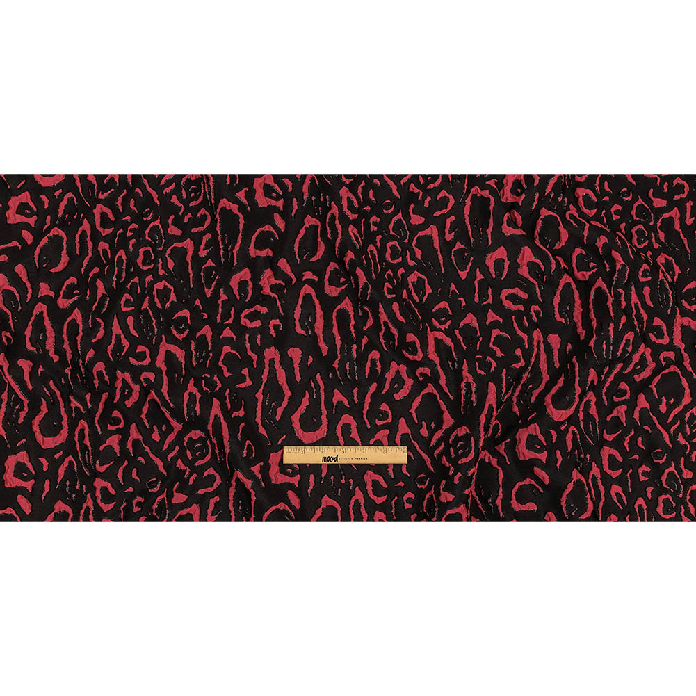 Metallic Black and Hot Pink Animal Spots Luxury Brocade Full Metallic Black and Hot Pink Animal Spots Luxury Brocade Full