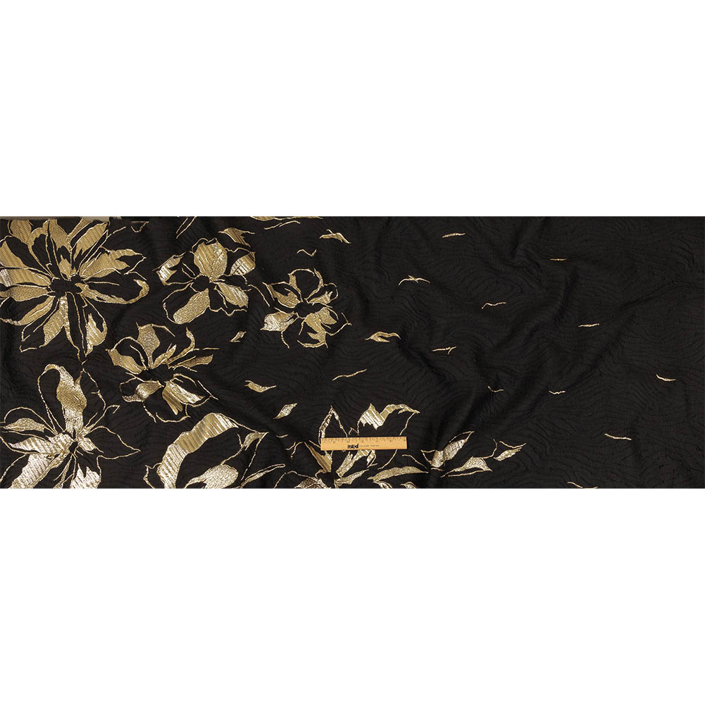 Metallic Gold and Black Floral Border Print Luxury Brocade Full Metallic Gold and Black Floral Border Print Luxury Brocade Full