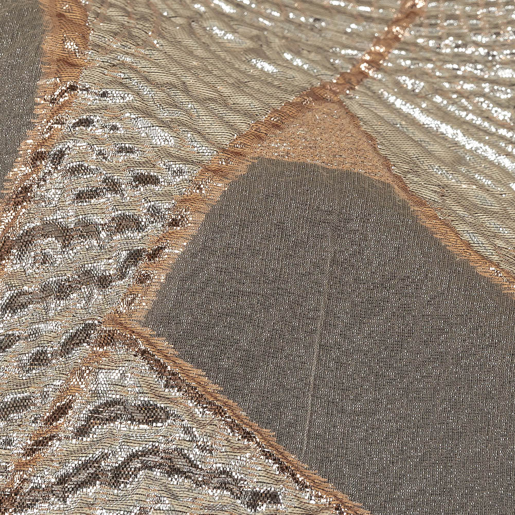 Metallic Silver and Rose Gold Abstract Luxury Burnout Brocade Detail Metallic Silver and Rose Gold Abstract Luxury Burnout Brocade Detail