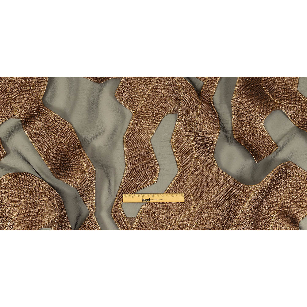 Metallic Bronze and Black Abstract Luxury Burnout Brocade Full Metallic Bronze and Black Abstract Luxury Burnout Brocade Full