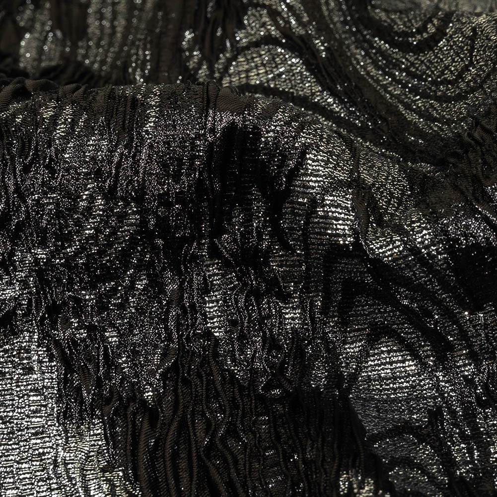 Metallic Silver and Black Wood Grain Luxury Plisse Brocade Detail Metallic Silver and Black Wood Grain Luxury Plisse Brocade Detail