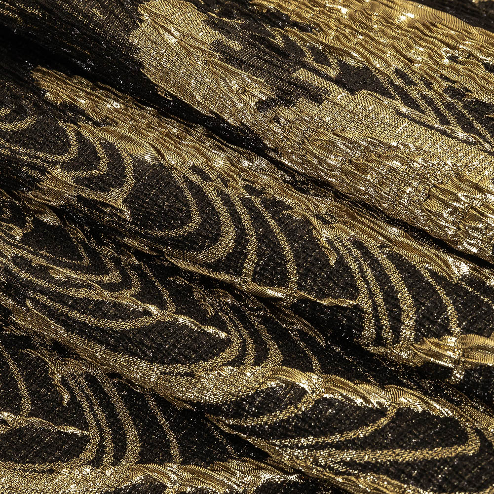 Metallic Gold and Black Wood Grain Luxury Plisse Brocade Folded Metallic Gold and Black Wood Grain Luxury Plisse Brocade Folded