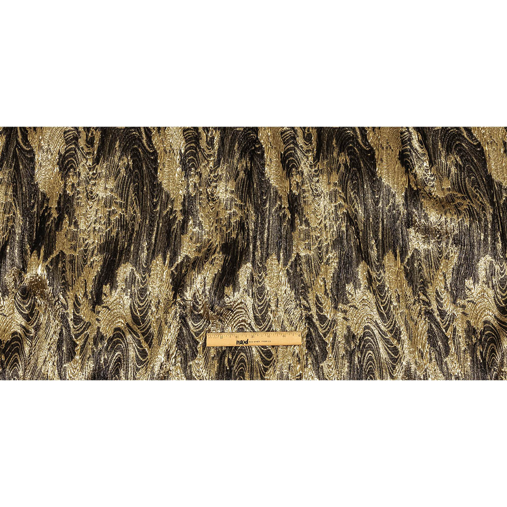 Metallic Gold and Black Wood Grain Luxury Plisse Brocade Full Metallic Gold and Black Wood Grain Luxury Plisse Brocade Full