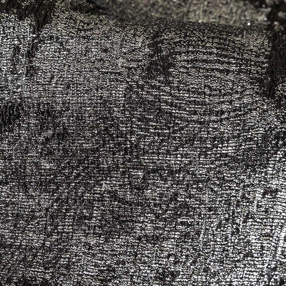 Metallic Silver and Black Abstract Luxury Plisse Brocade Detail Metallic Silver and Black Abstract Luxury Plisse Brocade Detail
