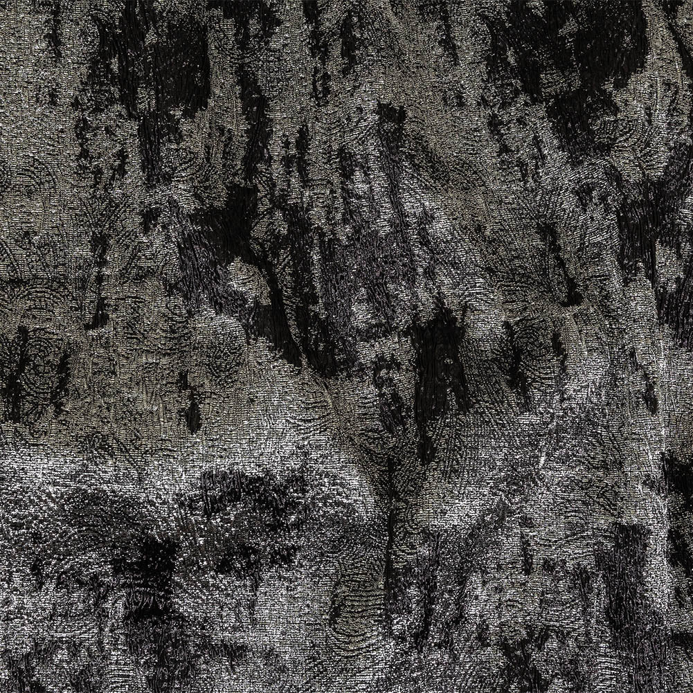 Metallic Silver and Black Abstract Luxury Plisse Brocade Metallic Silver and Black Abstract Luxury Plisse Brocade
