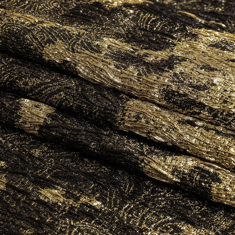 Metallic Gold and Black Abstract Luxury Plisse Brocade Folded Metallic Gold and Black Abstract Luxury Plisse Brocade Folded