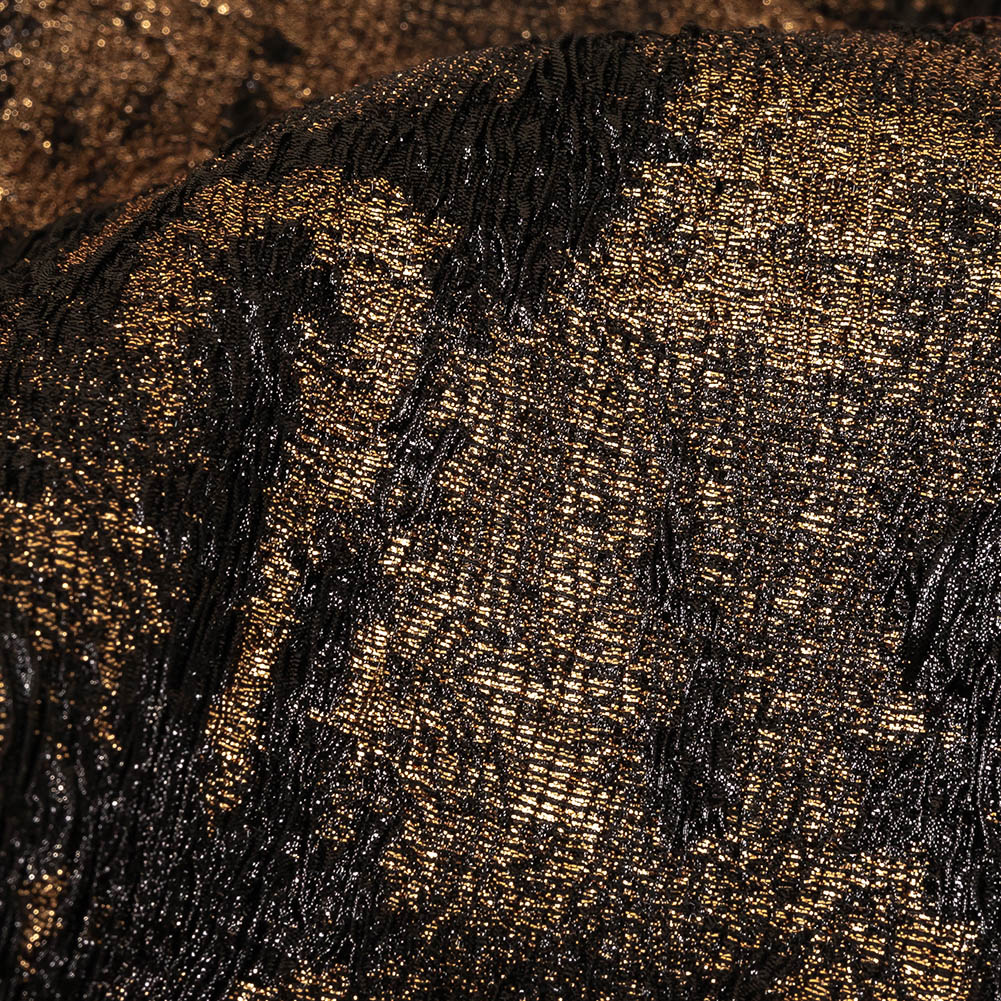 Metallic Bronze and Black Abstract Luxury Plisse Brocade Detail Metallic Bronze and Black Abstract Luxury Plisse Brocade Detail