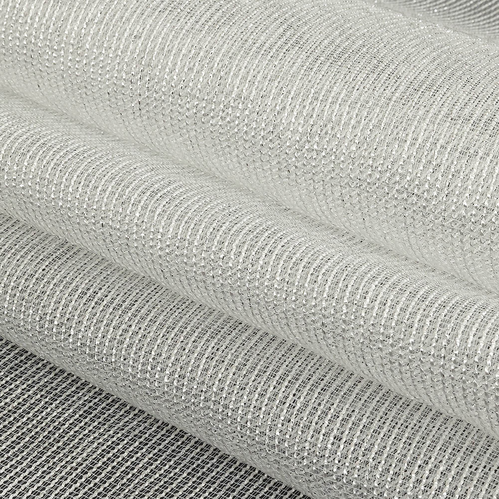 Metallic Silver and White Textural Stripes Luxe Novelty Mesh Folded Metallic Silver and White Textural Stripes Luxe Novelty Mesh Folded
