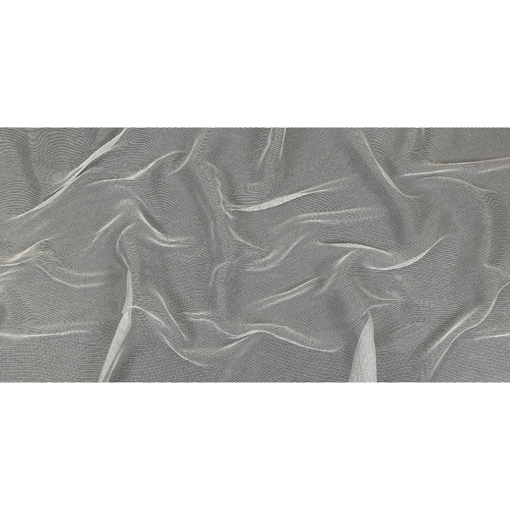 Metallic Silver and White Textural Stripes Luxe Novelty Mesh Full Metallic Silver and White Textural Stripes Luxe Novelty Mesh Full