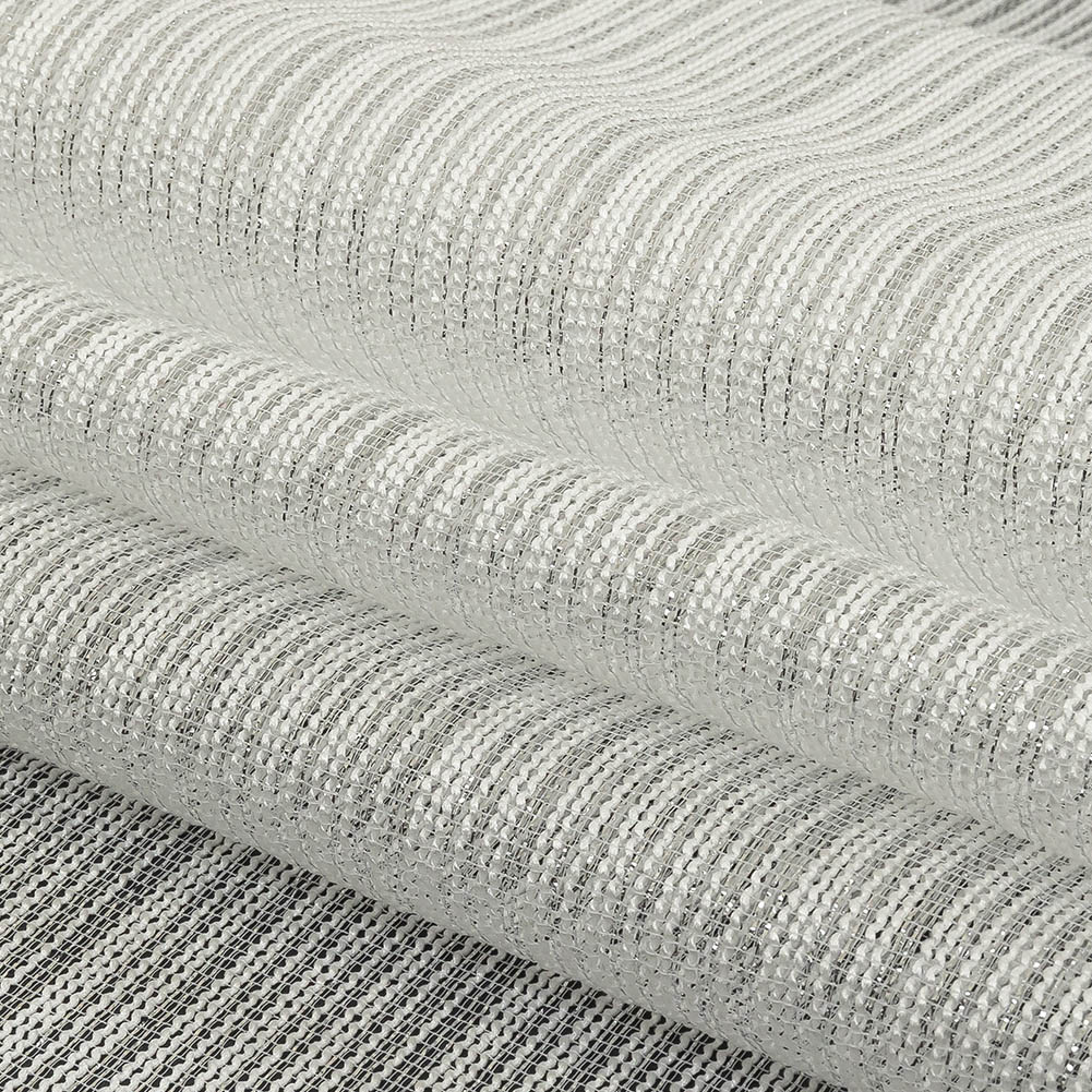 Metallic Silver and White Barcode Stripes Luxe Novelty Mesh Folded Metallic Silver and White Barcode Stripes Luxe Novelty Mesh Folded