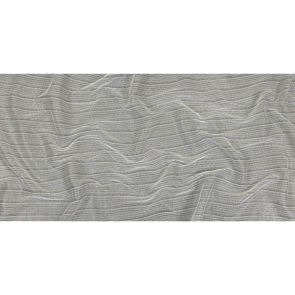 Metallic Silver and White Barcode Stripes Luxe Novelty Mesh Full Metallic Silver and White Barcode Stripes Luxe Novelty Mesh Full