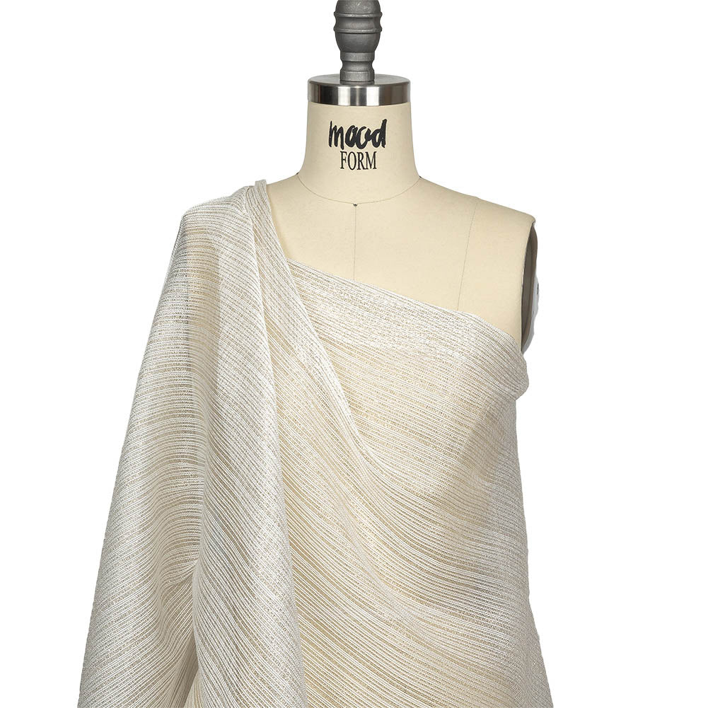 Metallic Gold and White Barcode Stripes Luxe Novelty Mesh Drape Metallic Gold and White Barcode Stripes Luxe Novelty Mesh Drape