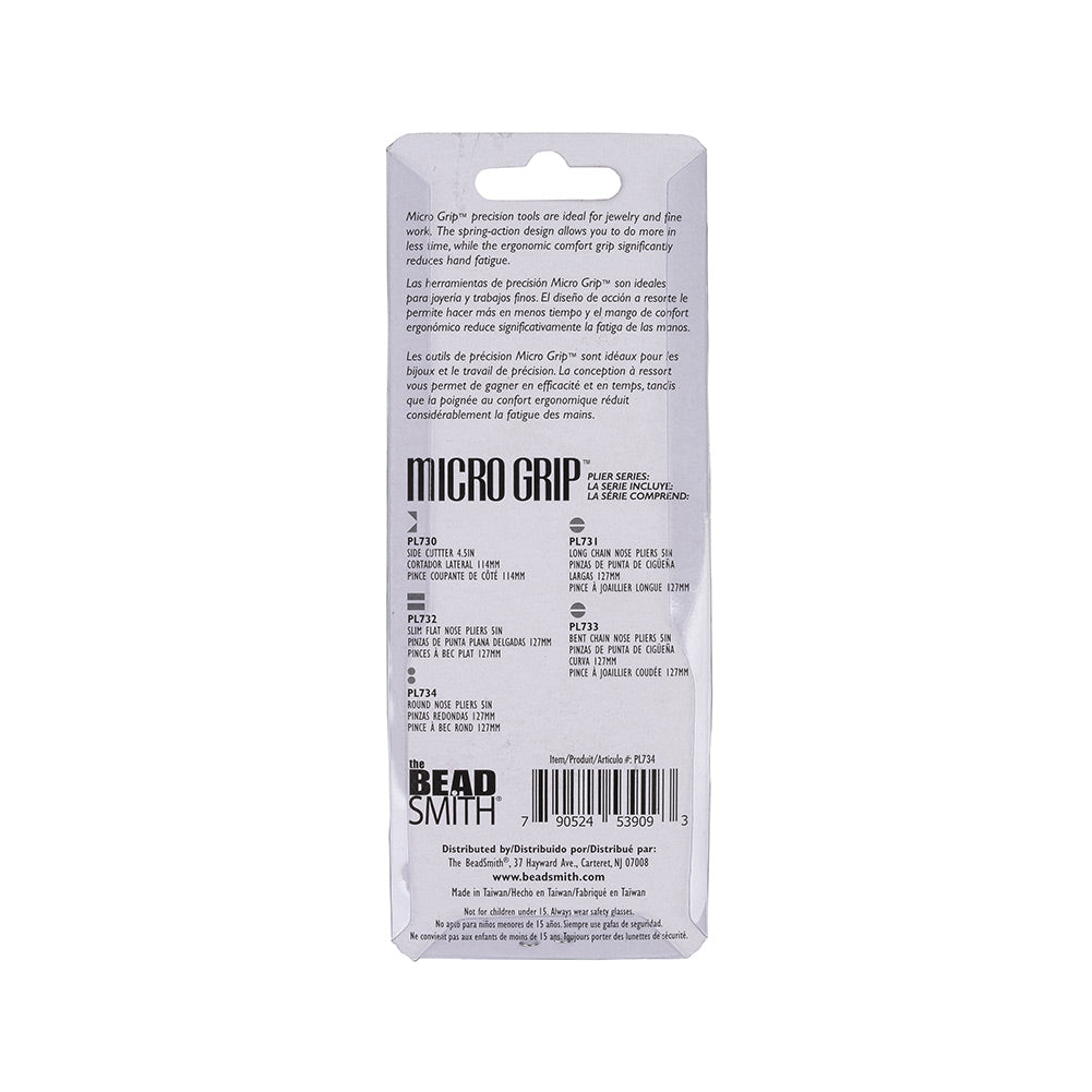 Micro Grip Ergonomic Round Nose Pliers - 5" Full