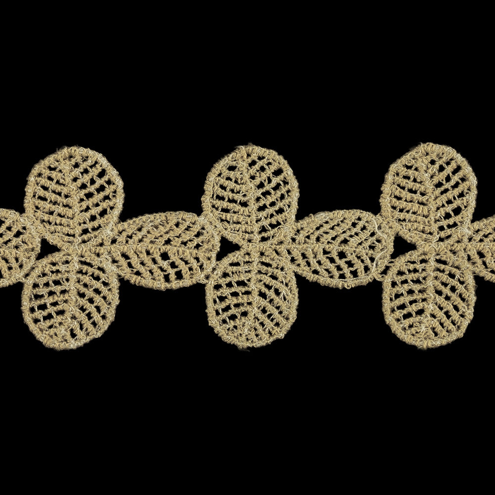Greige Leafy Cotton Blend Venise Lace Trim - 1.375" Detail Greige Leafy Cotton Blend Venise Lace Trim - 1.375" Detail