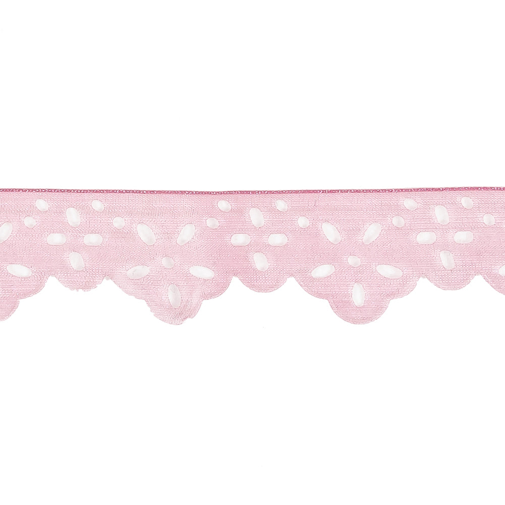 Shimmering Pink Scalloped Burnout Organza Trim - 1" Detail Shimmering Pink Scalloped Burnout Organza Trim - 1" Detail