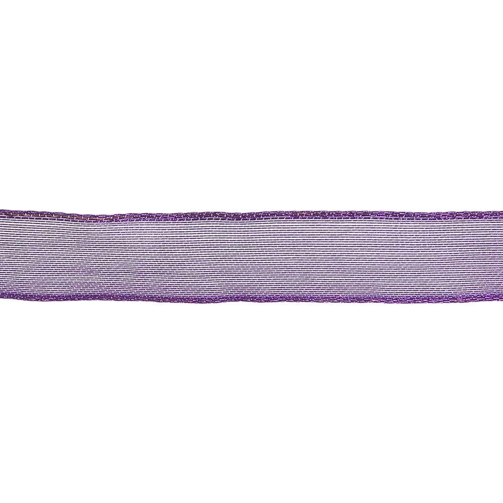 Purple Sheer Woven Ribbon with Wired Edges - 0.75" Detail Purple Sheer Woven Ribbon with Wired Edges - 0.75" Detail