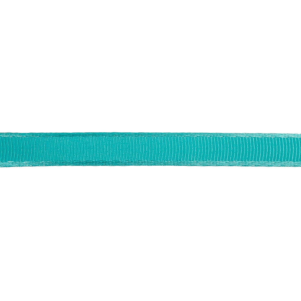 Turquoise Satin-Edged Grosgrain Ribbon - 0.375" Detail Turquoise Satin-Edged Grosgrain Ribbon - 0.375" Detail